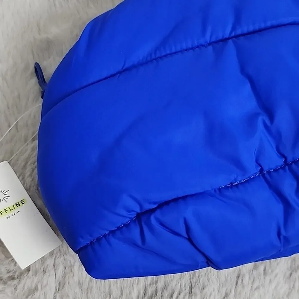 Aerie Offline Puff Love Blue Cosmetic Pouch Mini Bag Puffer Makeup Case NWT Blue